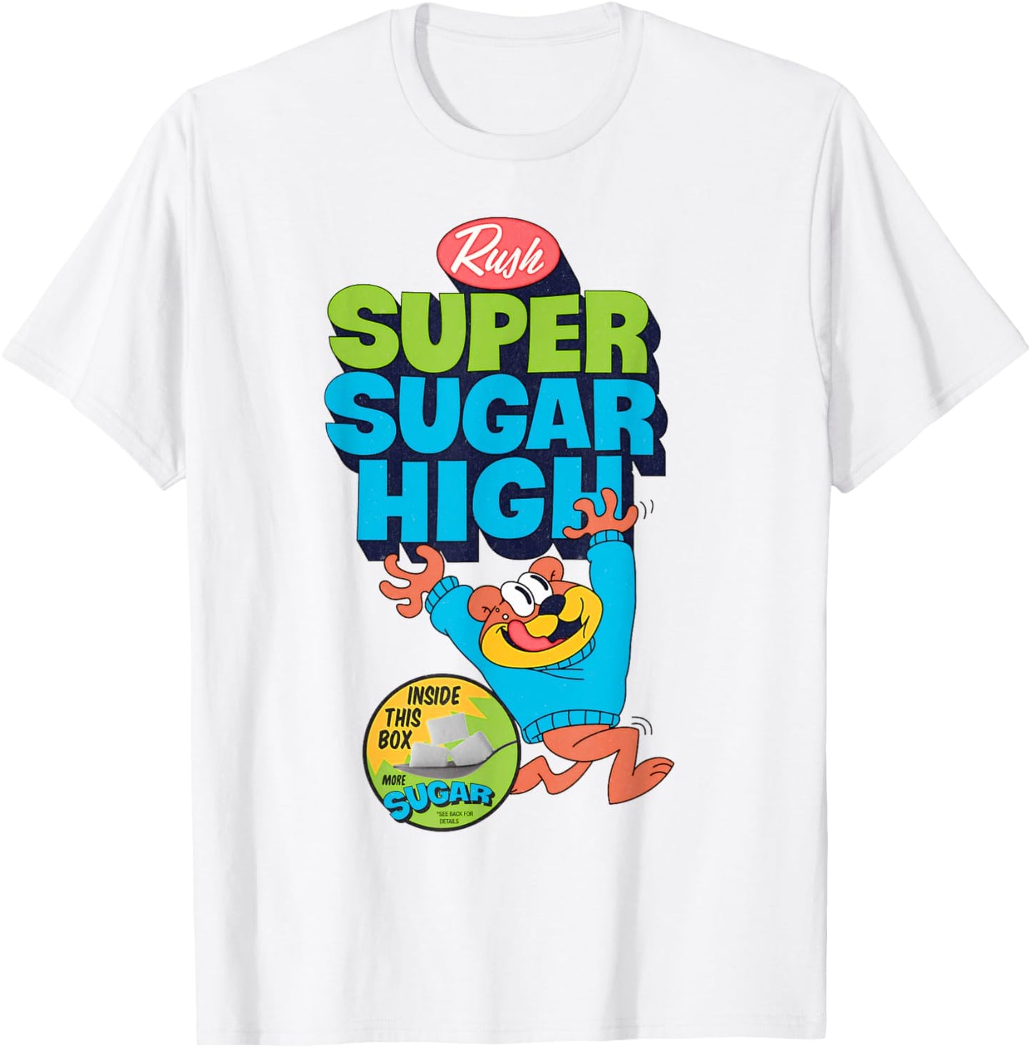 Super Sugar Funny Cereal Box Sweet Tooth Bear Candy T-Shirt - T-Shirt | White