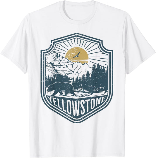 Yellowstone National Park Bear Nature Hiking Outdoors T-Shirt - T-Shirt | White