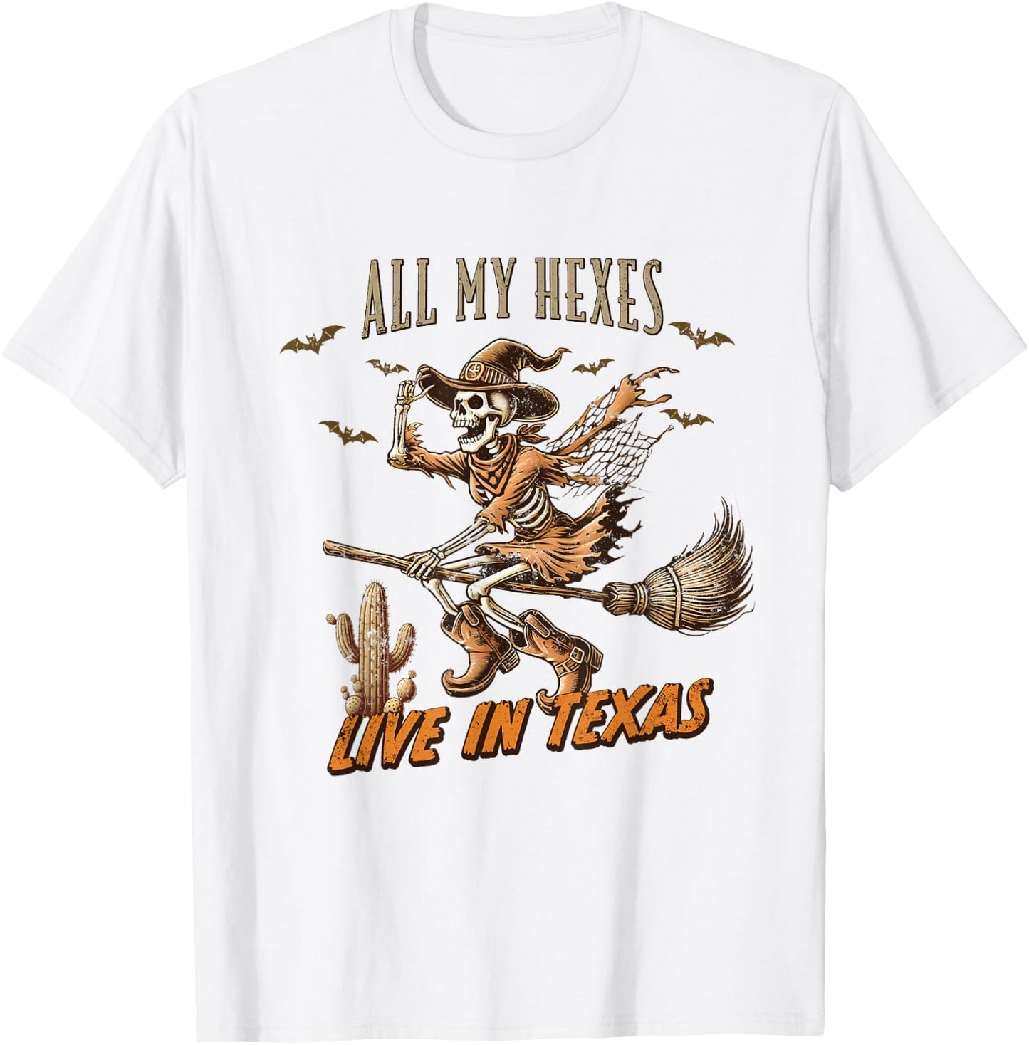 Funny Halloween All My Hexes Live In Texas T-Shirt - T-Shirt | White