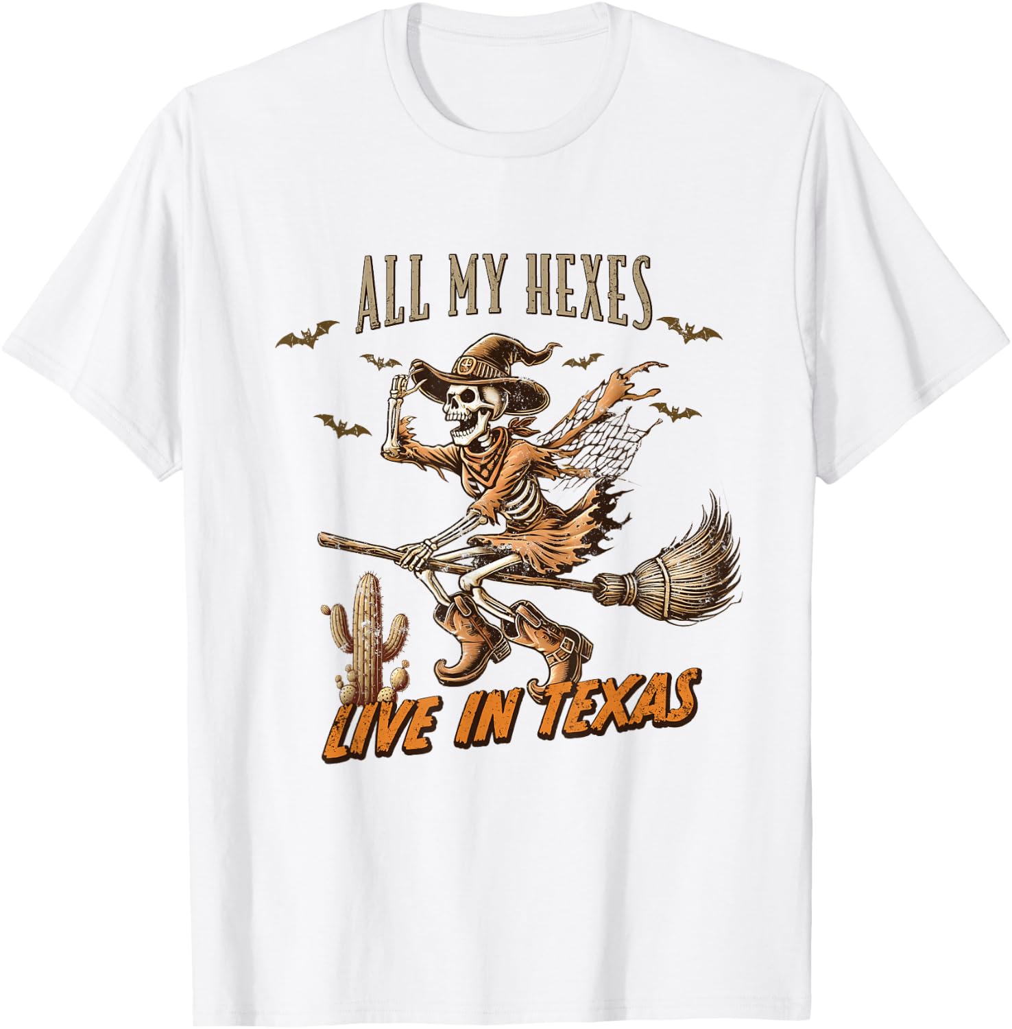 Funny Halloween All My Hexes Live In Texas T-Shirt - T-Shirt | White