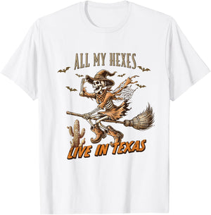 Funny Halloween All My Hexes Live In Texas T-Shirt - T-Shirt | White