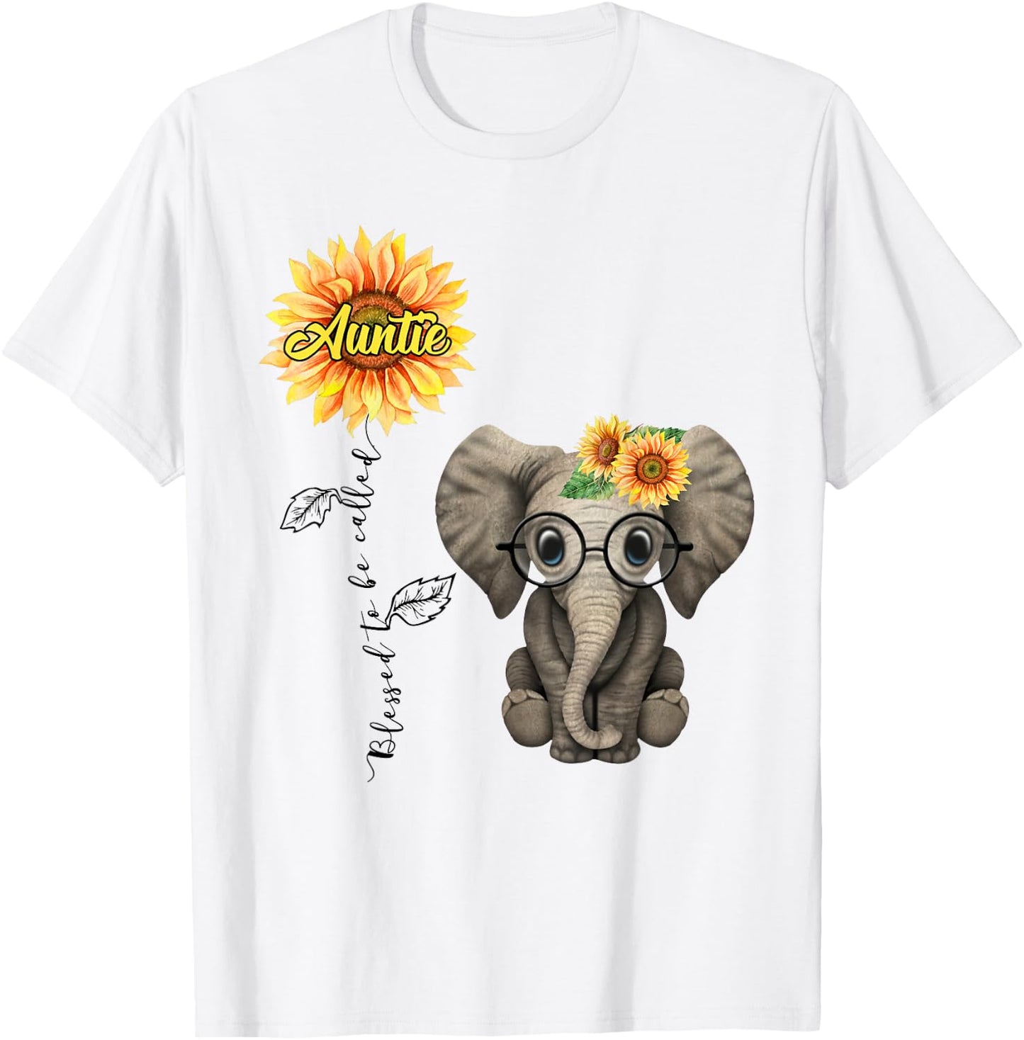 Blessed To Be Called Auntie Hippie Elephant Aunt Gift T-Shirt - T-Shirt | White