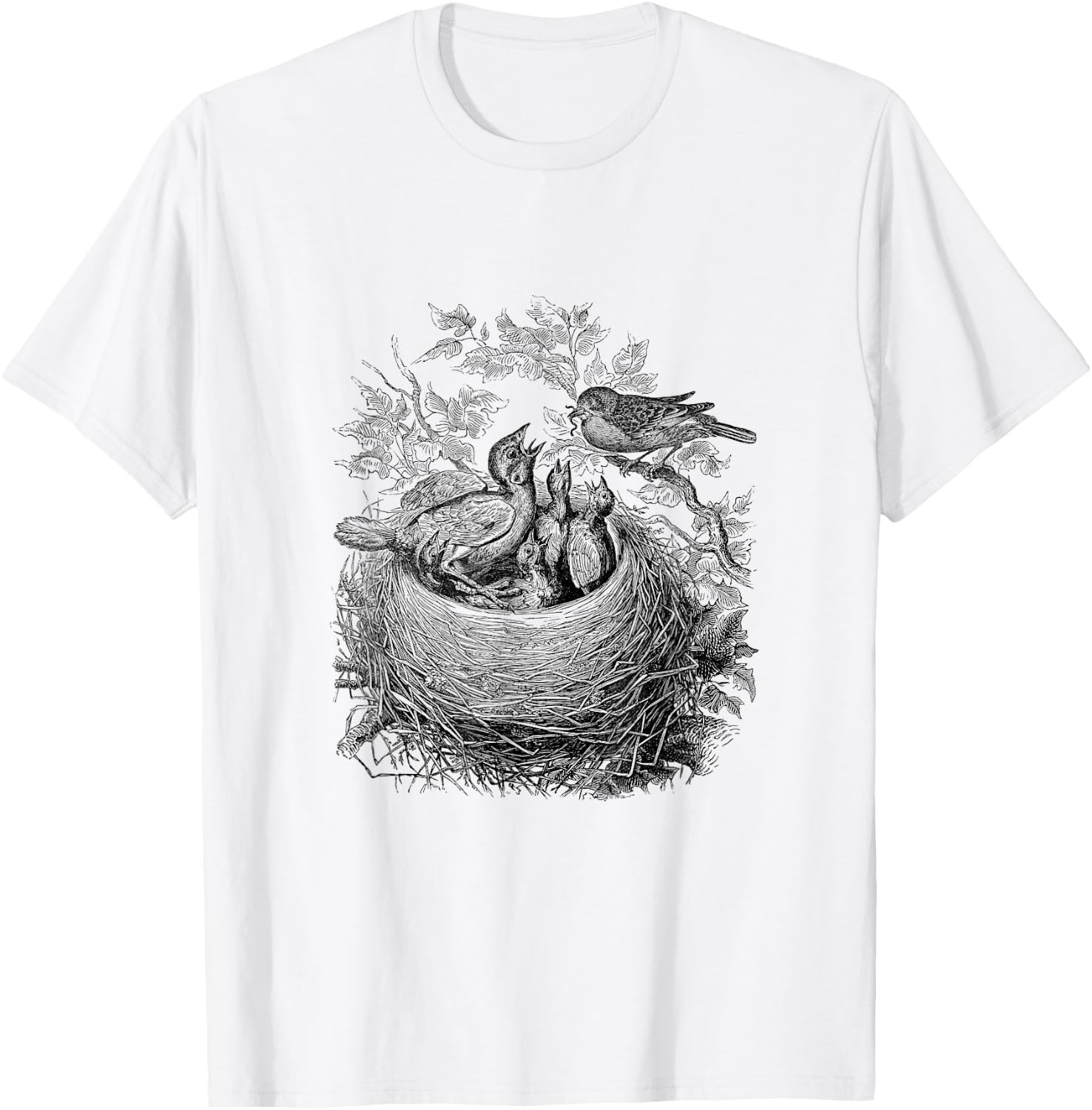 Baby Bird's Nest Print T-Shirt - T-Shirt | White