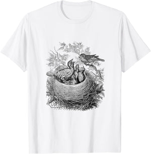 Baby Bird's Nest Print T-Shirt - T-Shirt | White