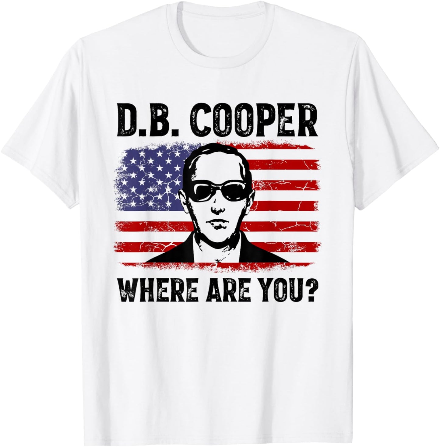 DB Cooper Where Are You D.B. Coopers Vintage USA Flag T-Shirt - T-Shirt | White