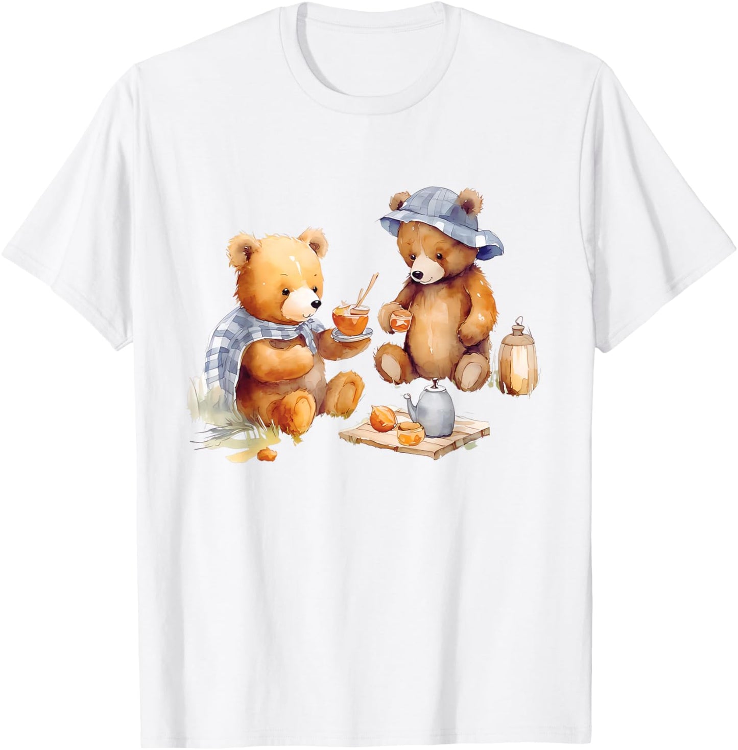 Cute Teddy Bear Summer Tea Time T-Shirt - T-Shirt | White