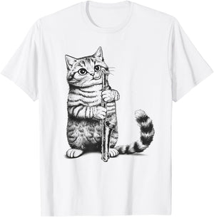 Cat Kitten Playing Bass Clarinet Player Bass Clarinetist Men Women Kids T-Shirt - T-Shirt | White