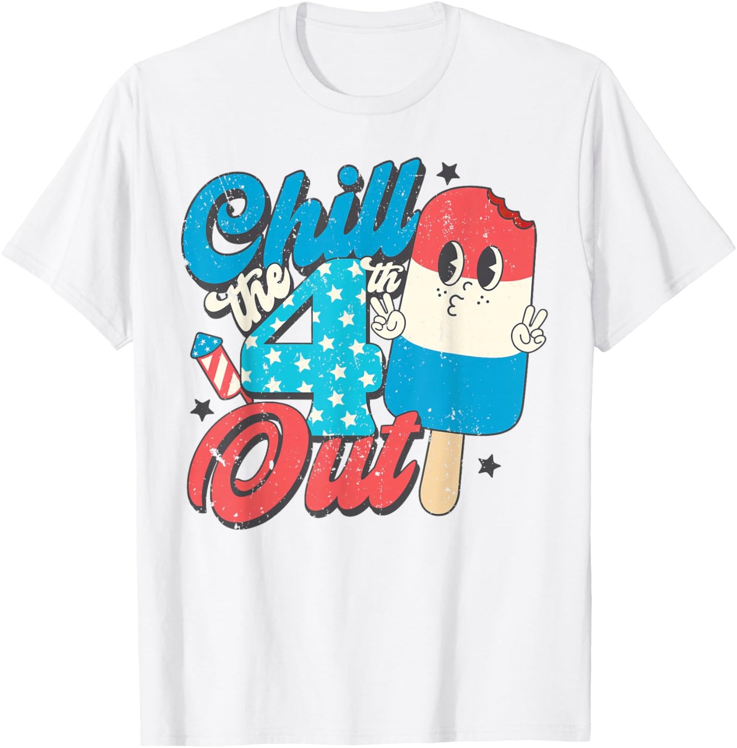 Chill The Fourth Out Popsicle 4th of July Shirts Boys Men T-Shirt - T-Shirt | White