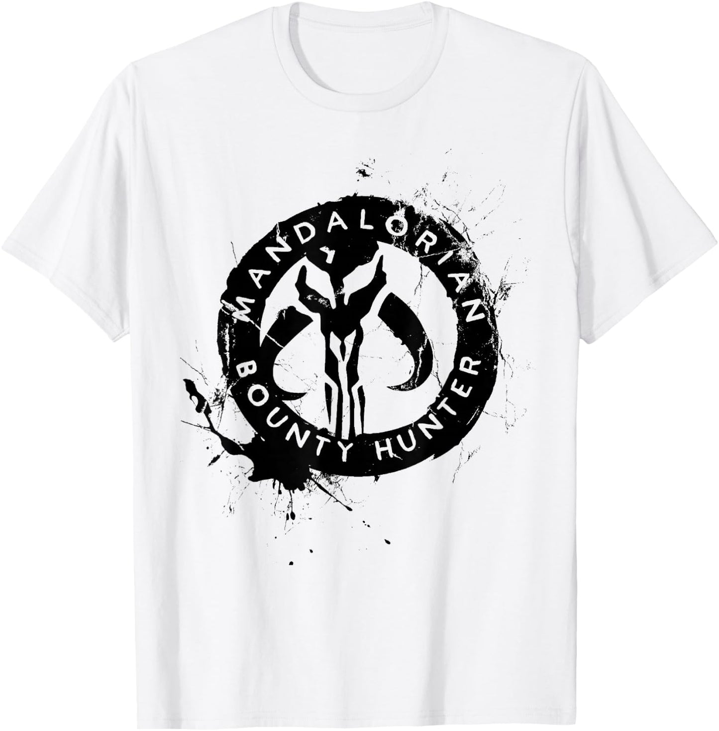 Star Wars The Mandalorian Bounty Hunter Splatter Logo T-Shirt - T-Shirt | White