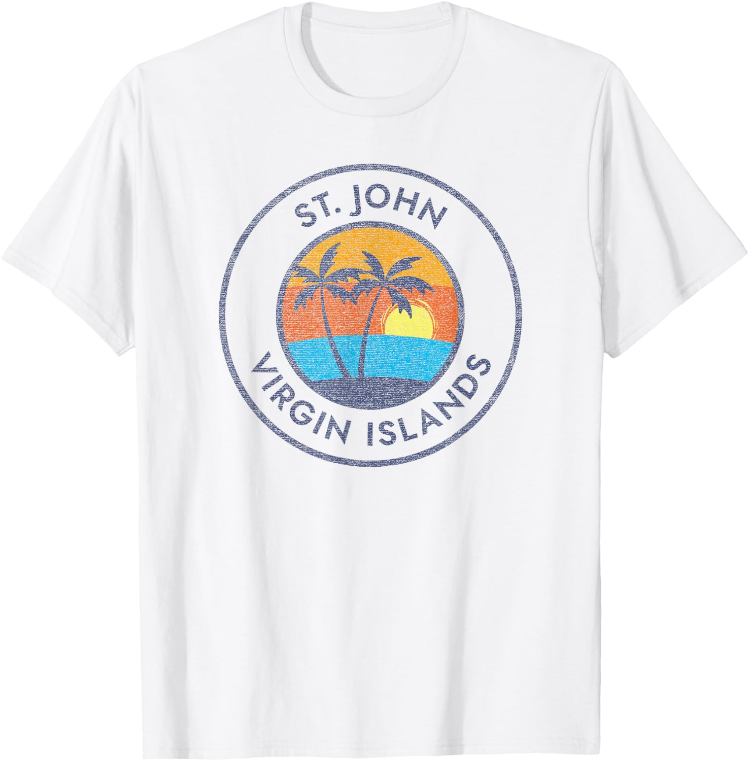 St. John Virgin Islands USVI Vintage Sunset Distressed T-Shirt - T-Shirt | White