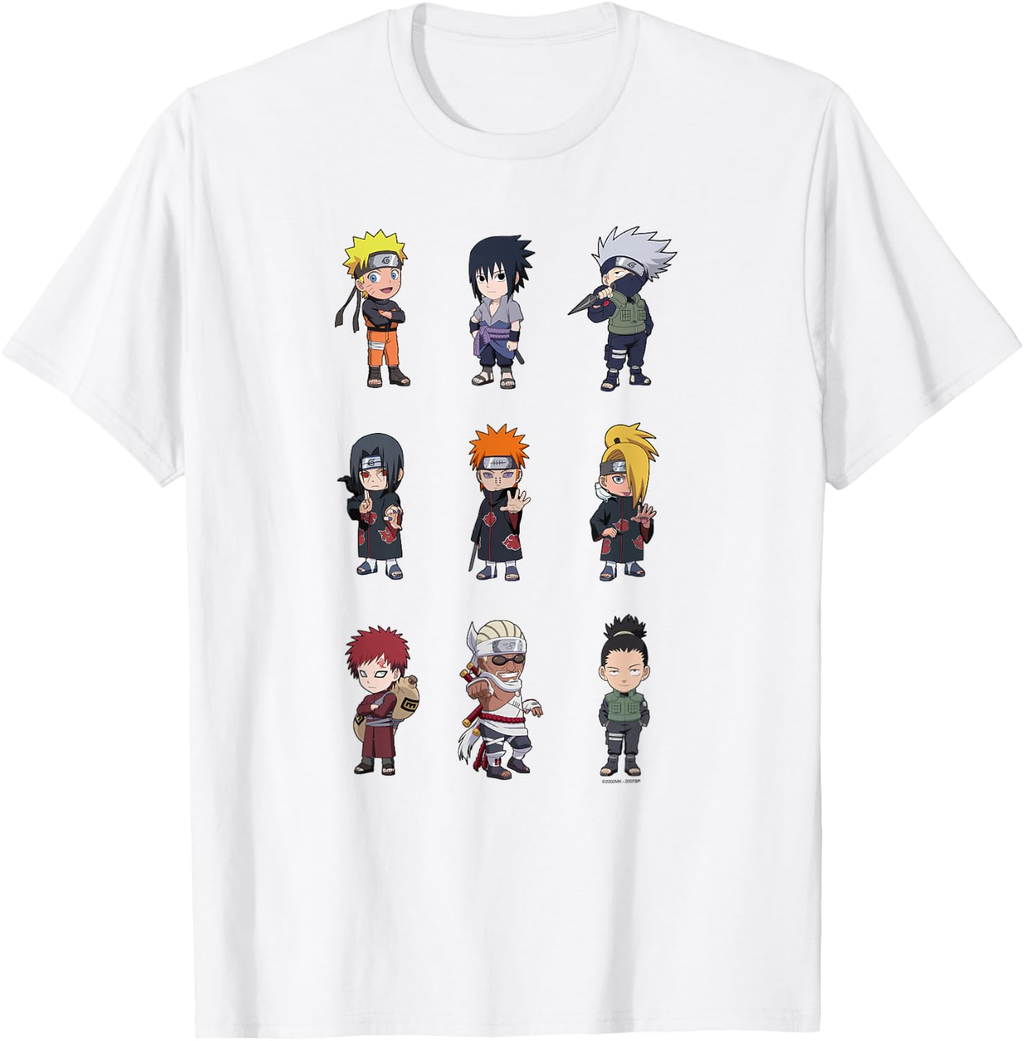 Naruto Shippuden Super Deformed Character Grid Anime T-Shirt - T-Shirt | White