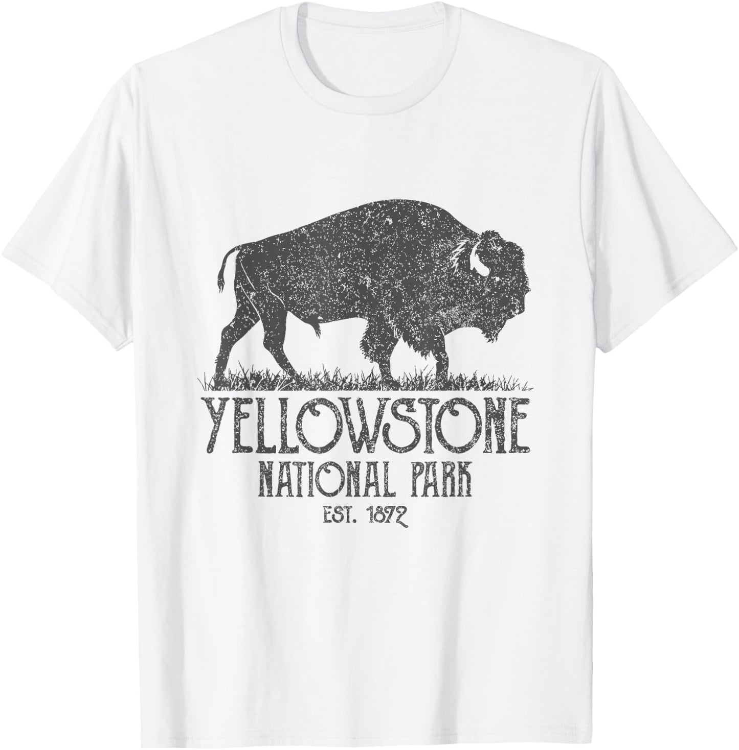 Vintage Yellowstone National Park Bison Buffalo T-Shirt - T-Shirt | White