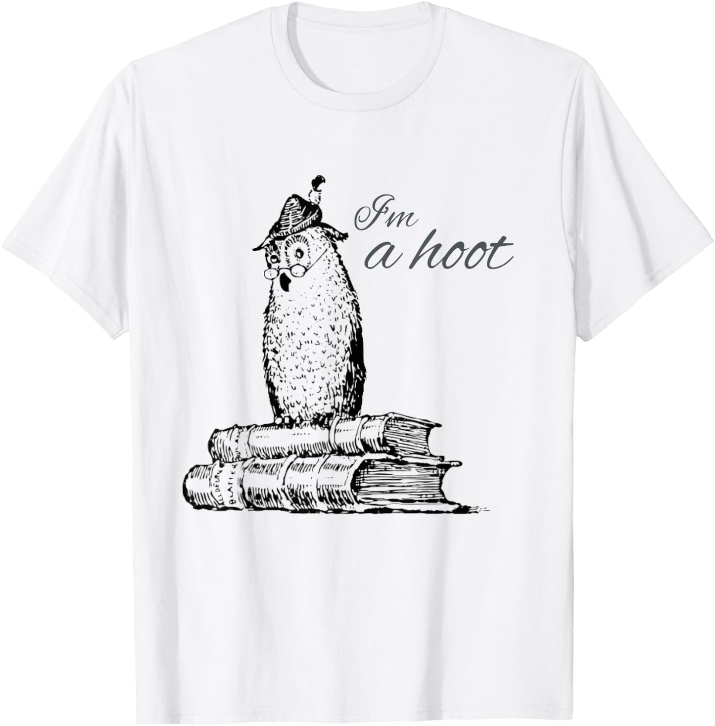 Funny Owl Shirts -Adults & Kids Grey Owl Print T-Shirt - T-Shirt | White
