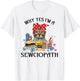 Funny Why Yes Im A Sewciopath Cat Wearing A Bow Sewing Sewer Men Women T-Shirt - T-Shirt | White