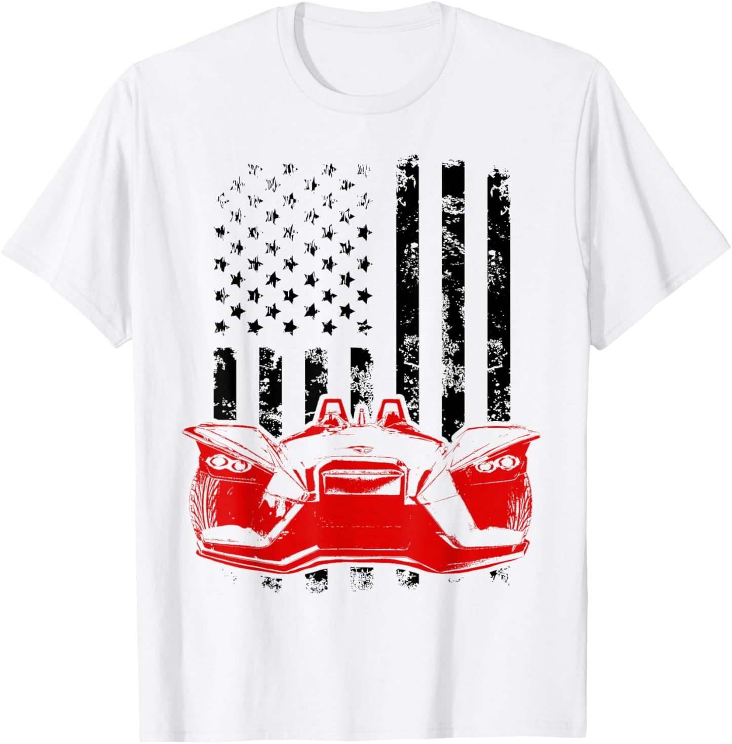 Slingshot Car American USA Flag Patriotic Sling Shot T-Shirt - T-Shirt | White