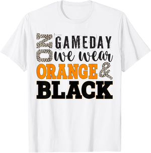On Gameday Football We Wear Orange And Black Leopard Print T-Shirt - T-Shirt | White