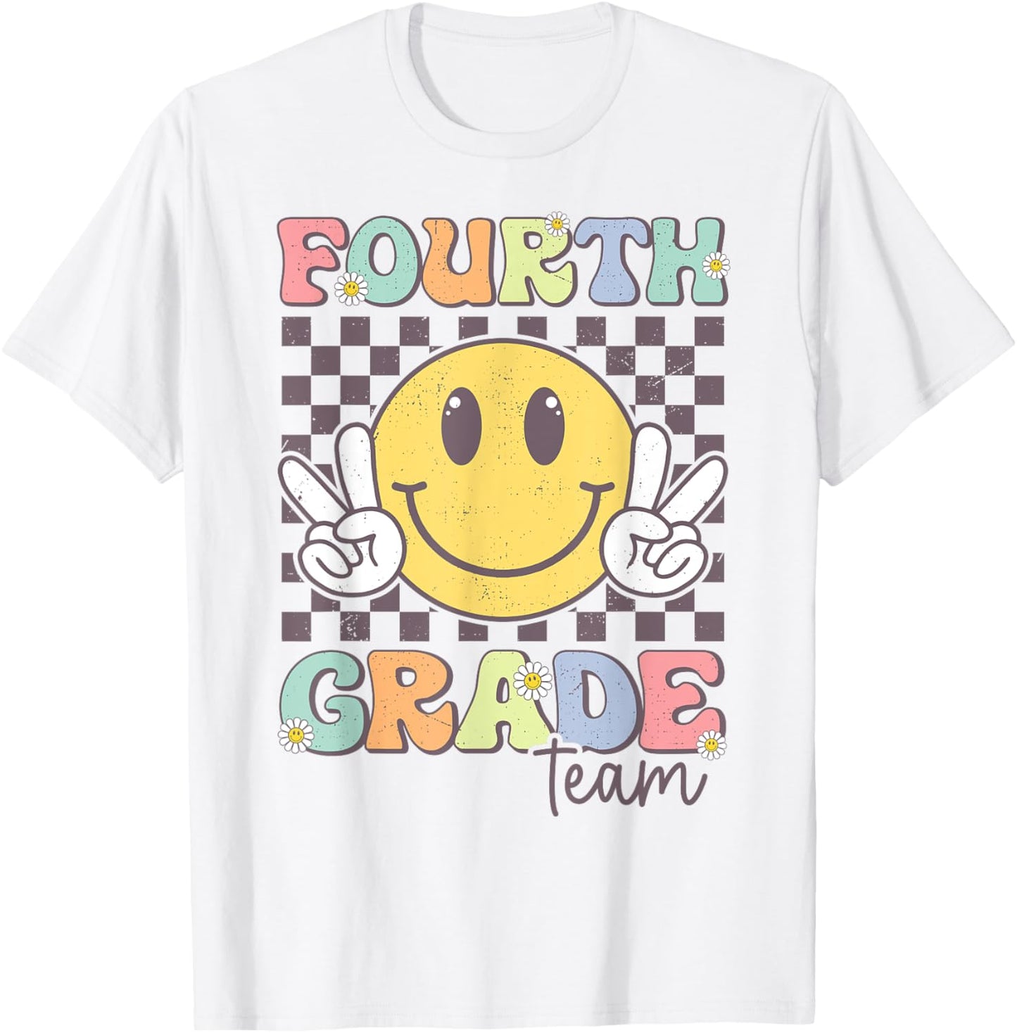 Fourth Grade Team Smile Face 4th Grade Back To School T-Shirt - T-Shirt | White