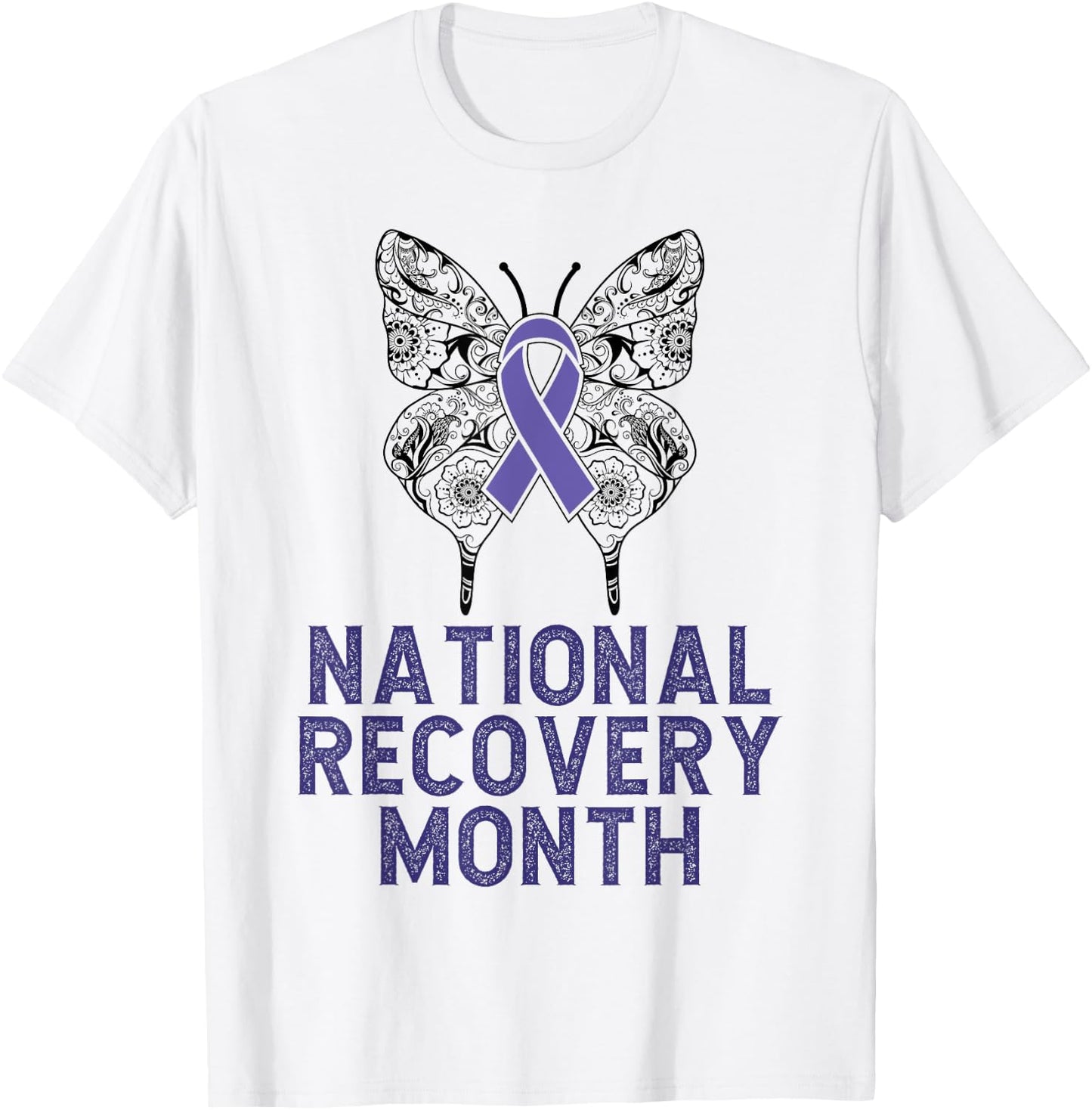 National Recovery month Warrior Addiction Recovery Awareness T-Shirt - T-Shirt | White