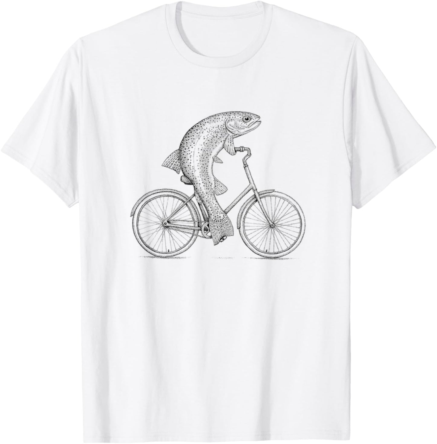 Mountain Bike trout fishing bicycle T-Shirt - T-Shirt | White
