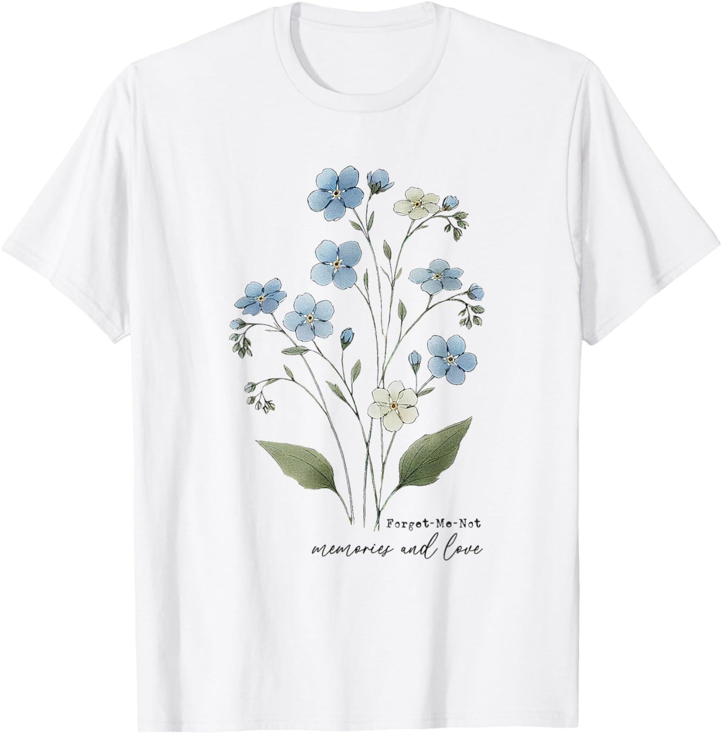 Vergissmeinnicht Blumendesign, elegante botanische Illustration T-Shirt - T-Shirt | White