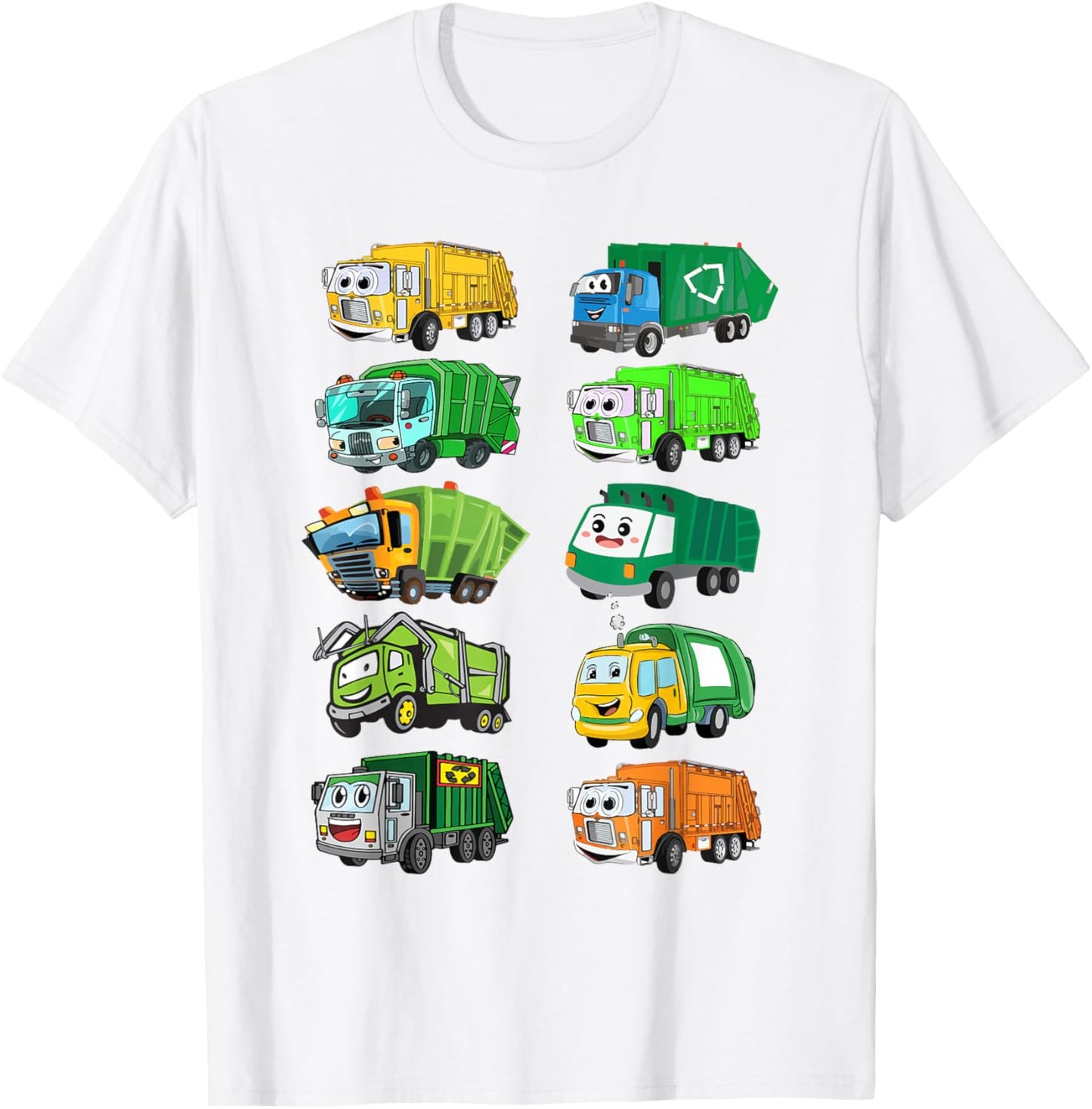Kids Types of Garbage Truck Shirt Toddler Boy Funny Graphic T-Shirt - T-Shirt | White