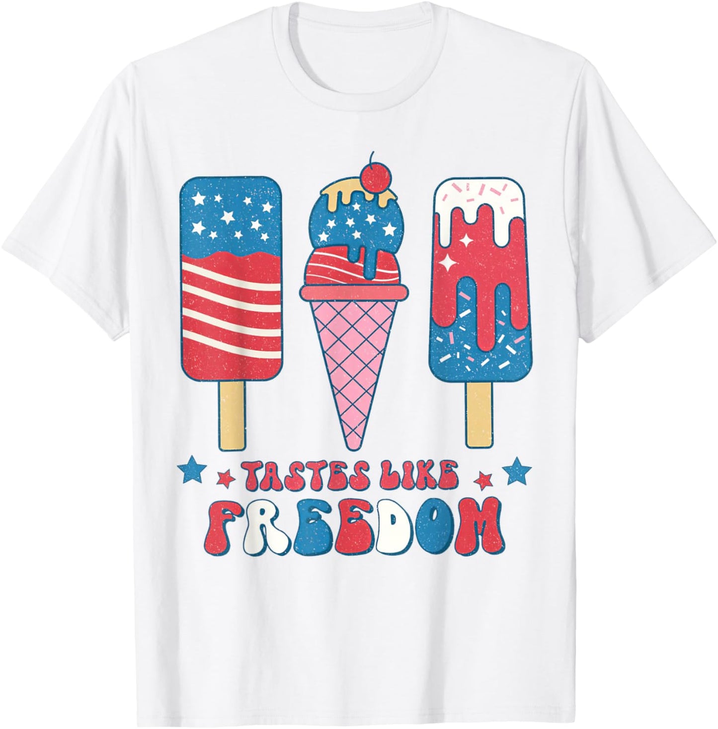 Taste Like Freedom 4th Of July Ice Cream Popsicle Kids T-Shirt - T-Shirt | White
