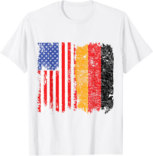 Distressed Heritage US American German Flag T-Shirt - T-Shirt | White