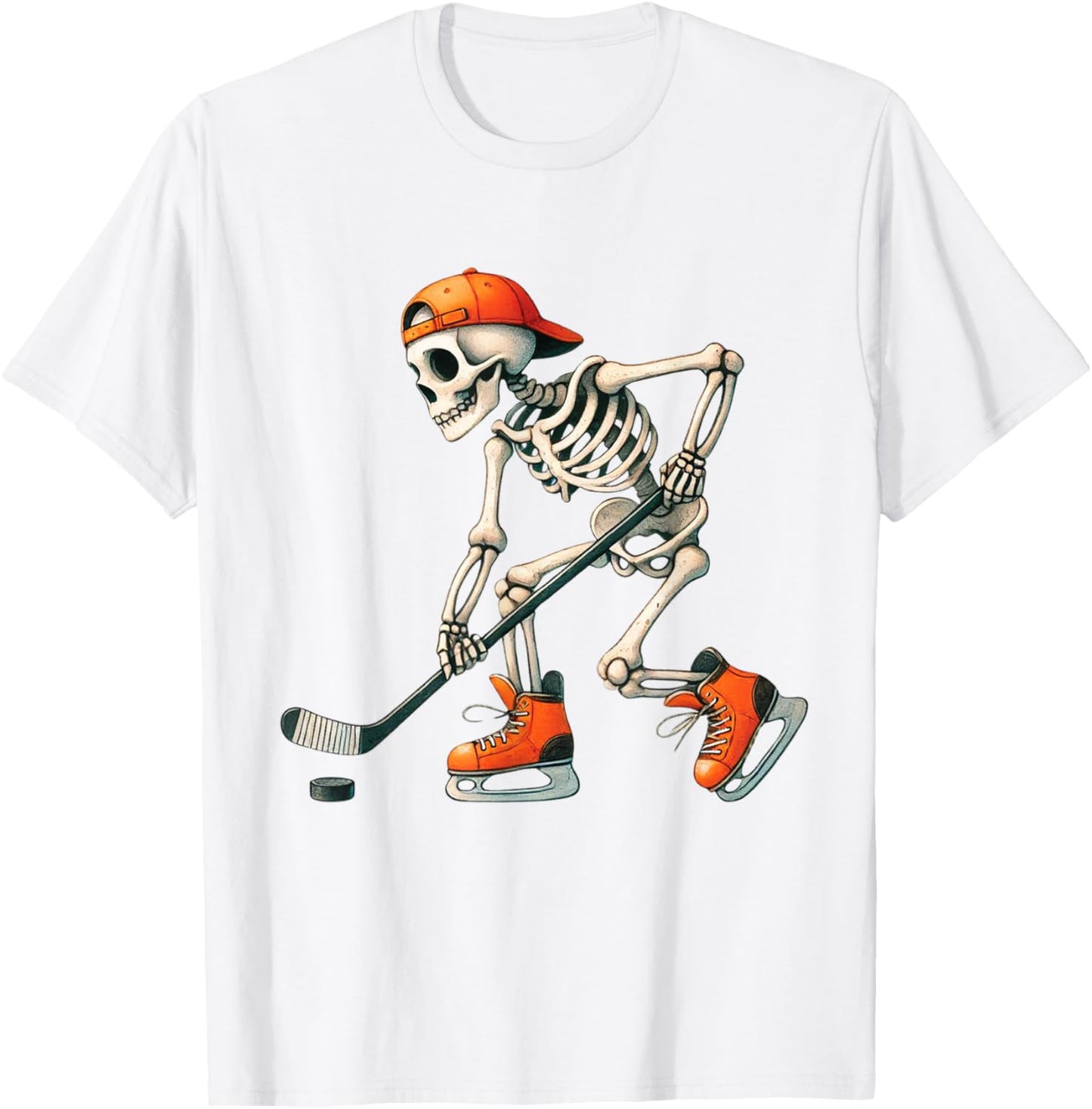 Skeleton Ice Hockey Halloween Costume Men Boys Kids T-Shirt - T-Shirt | White