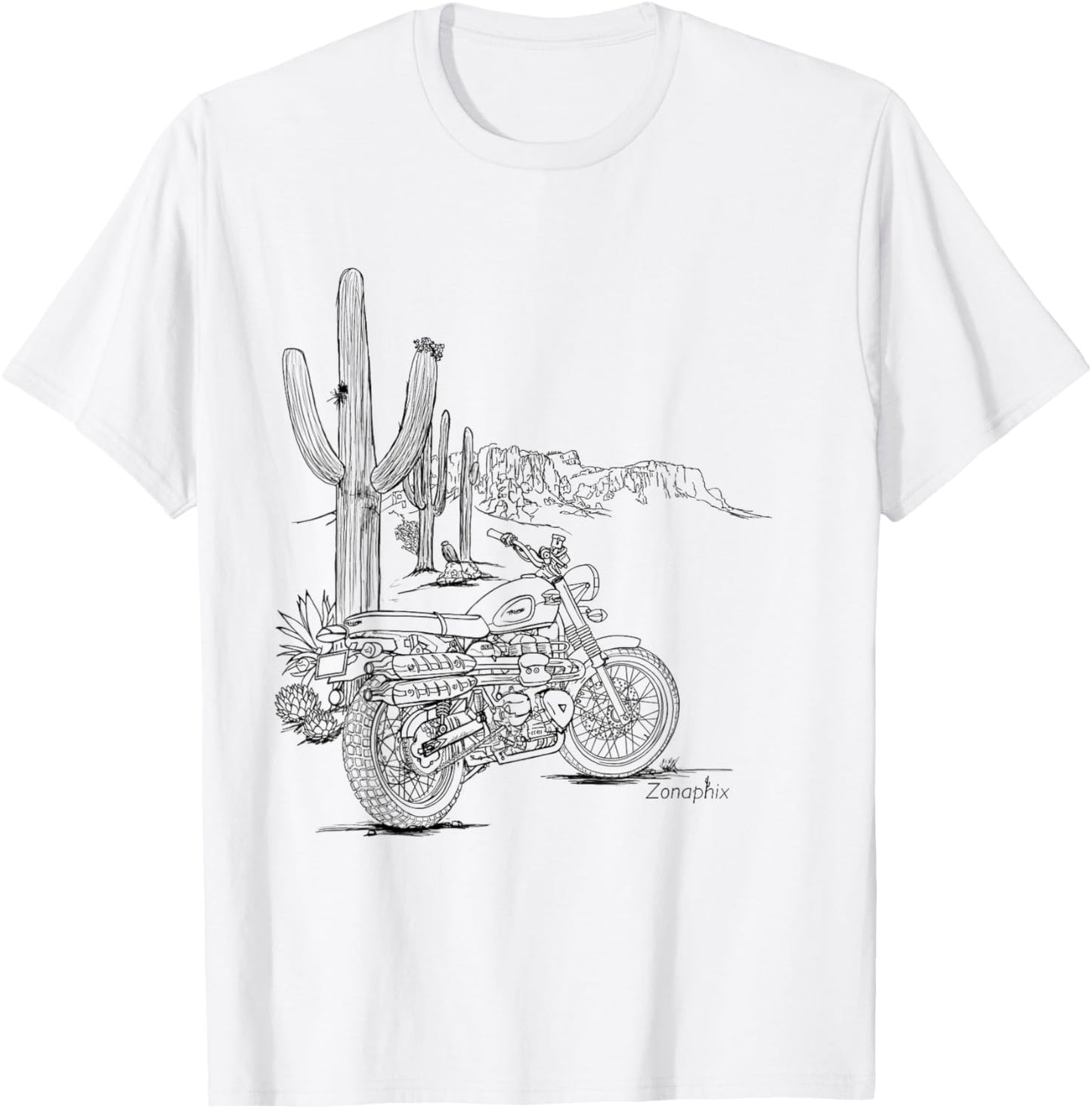 Zonaphix Desert Bike Shirt - Triumph Scrambler - Black Art T-Shirt - T-Shirt | White