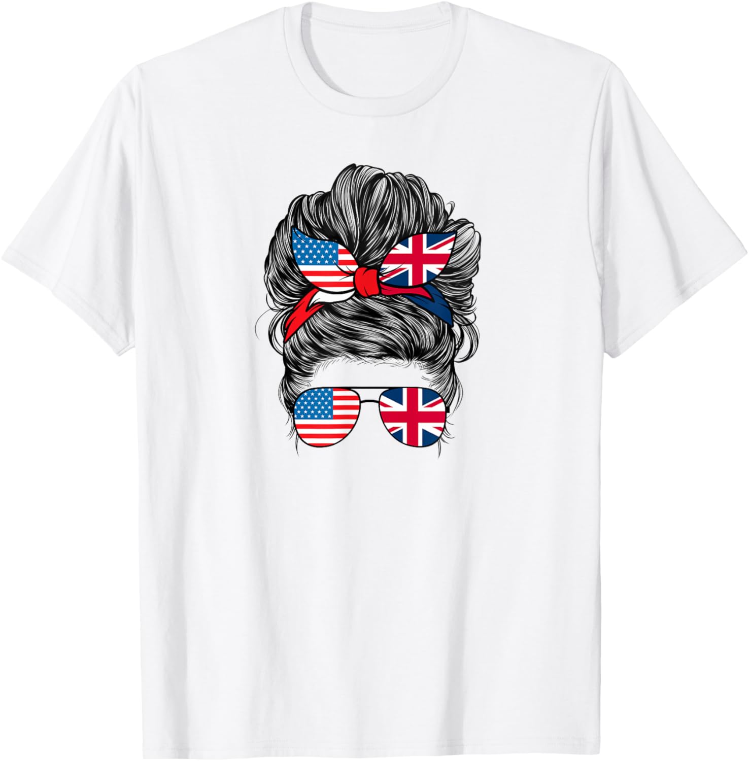 Half American British America Great Britain UK USA Flag Girl T-Shirt - T-Shirt | White