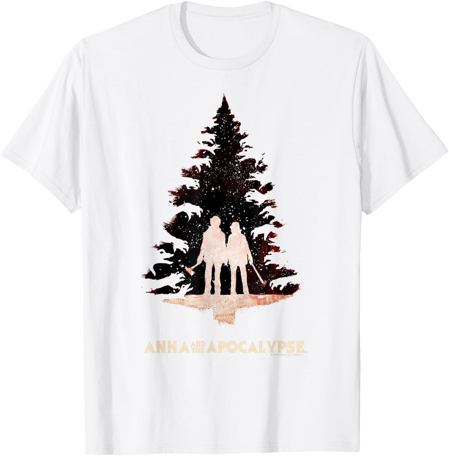 Anna and the Apocalypse Zombie Tree Silhouette Christmas T-Shirt - T-Shirt | White