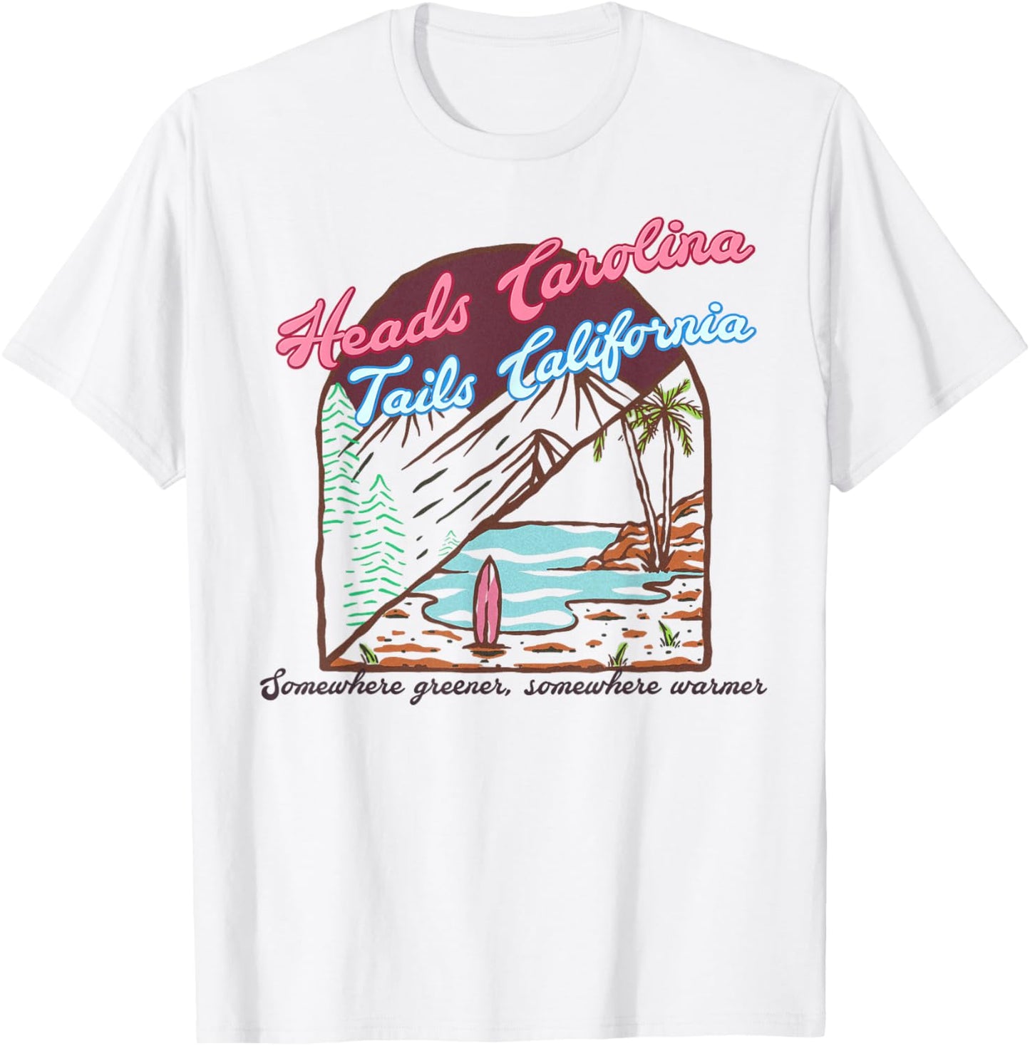 Heads Carolina Tails California Country Cowgirl Cowboy T-Shirt - T-Shirt | White