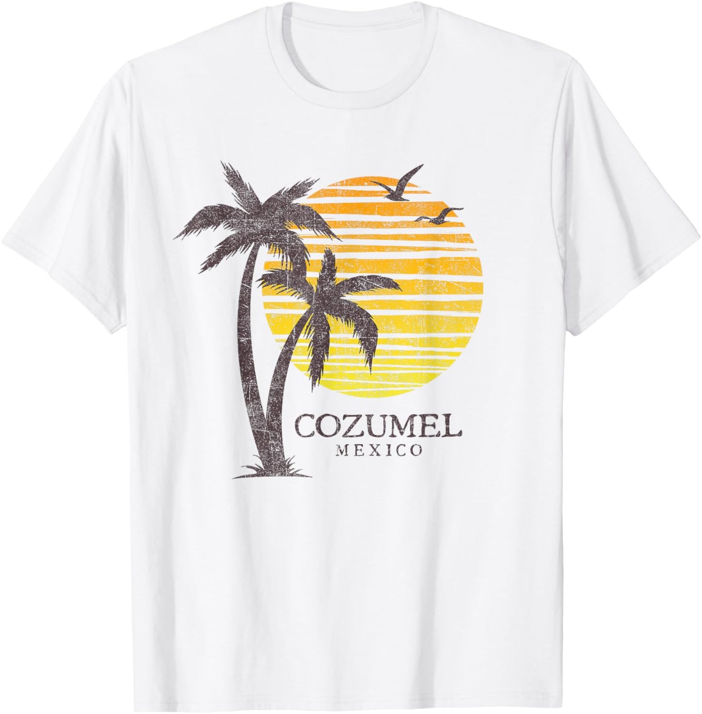 Cozumel Mexico Souvenir Beach Sunset Vintage T-Shirt - T-Shirt | White