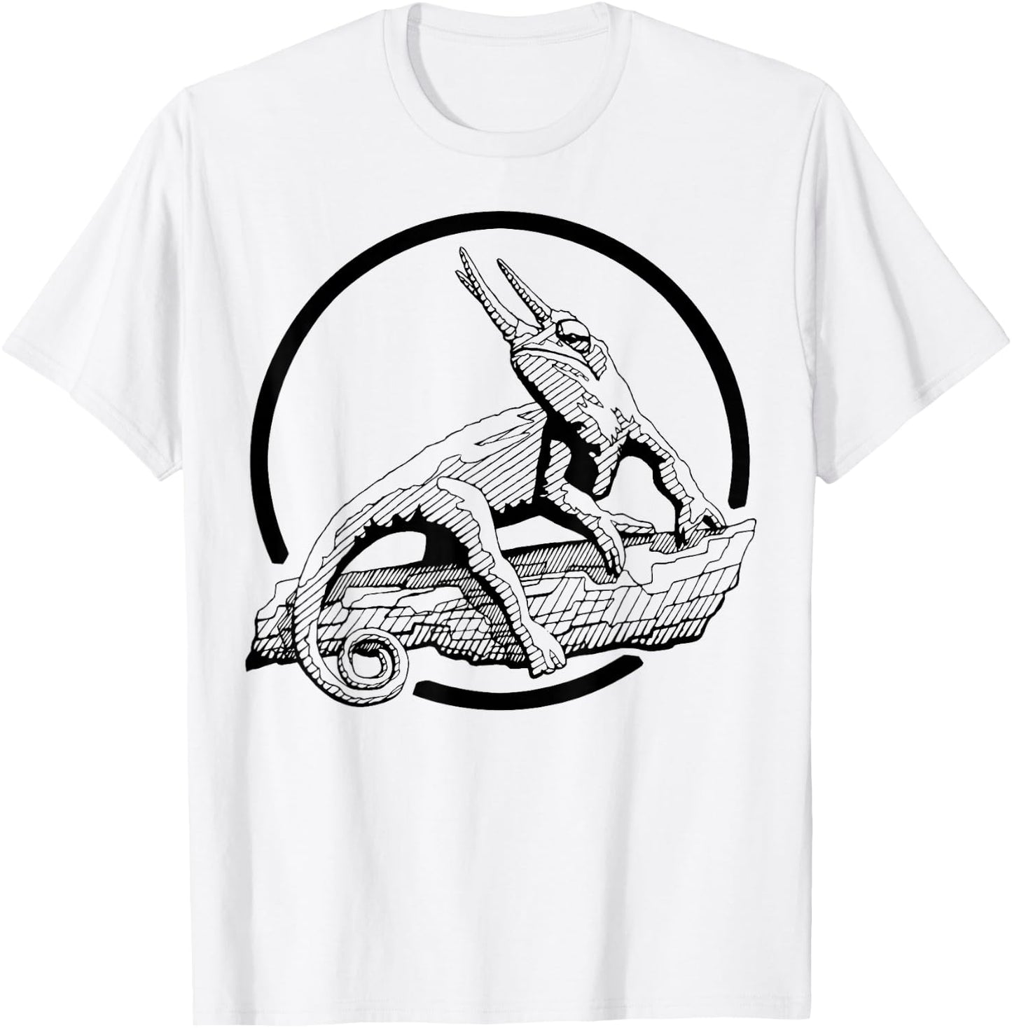 Jackson's Chameleon Three Horned Animal Series Inkomancer T-Shirt - T-Shirt | White