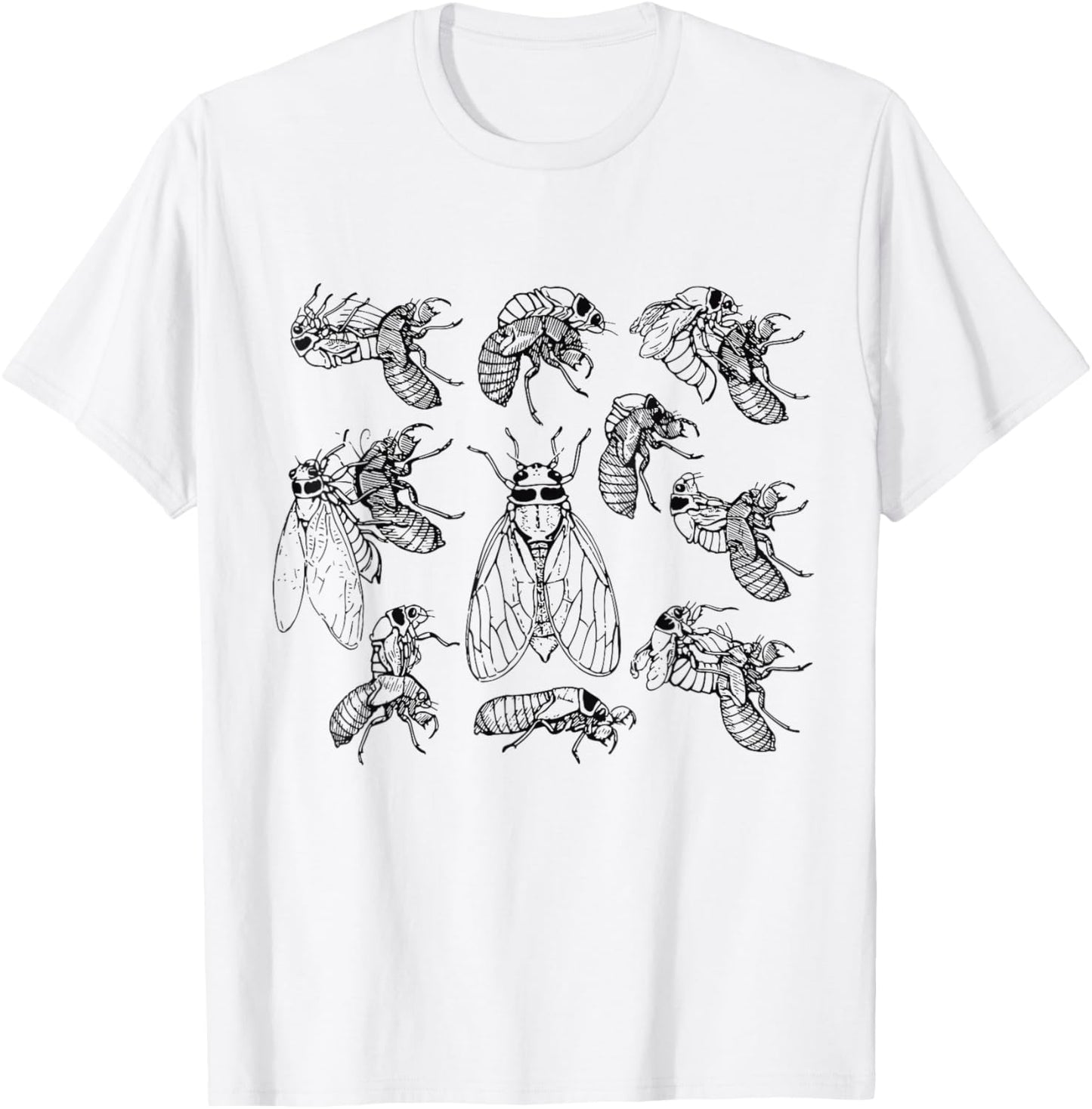 Cicadas Life Cycle Vintage Science Cicada Bug Illustration T-Shirt - T-Shirt | White