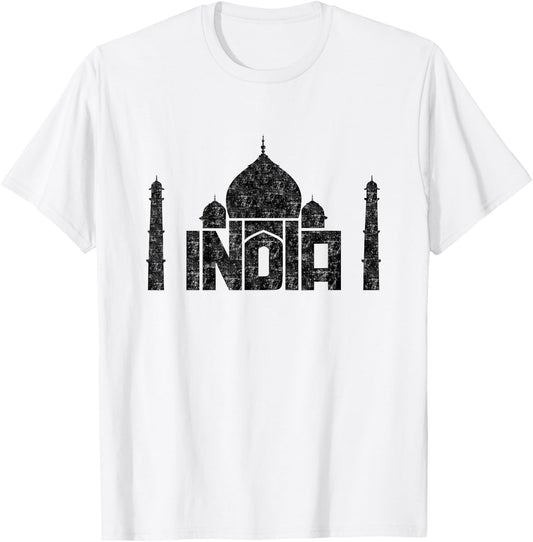 India Nice Taj Mahal in Agra Funny Typography Souvenir Gift T-Shirt - T-Shirt | White