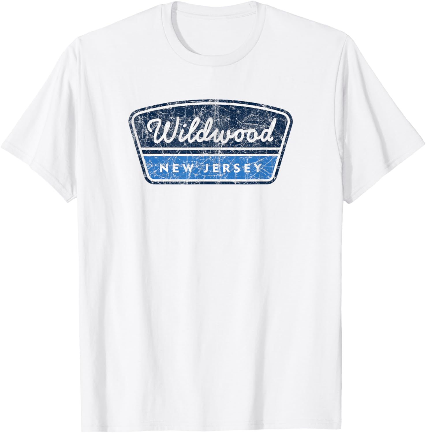Wildwood New Jersey Souvenir Vacation Vintage Badge T-Shirt - T-Shirt | White