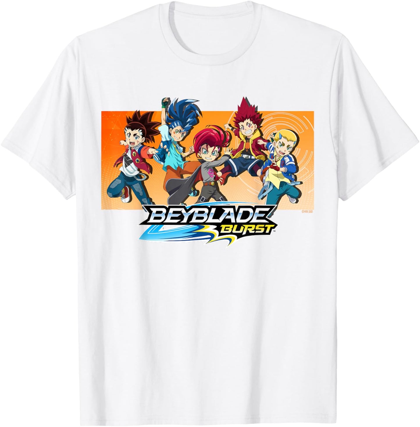 Hasbro BEYBLADE BURST QUADSTRIKE: BEL HYUGA & HIKARU DANTE AIGER Women's White Cartoon Graphic , Small, Crew Collar, Short Sleeve, Classic Fit, Imported T-Shirt - T-Shirt | White