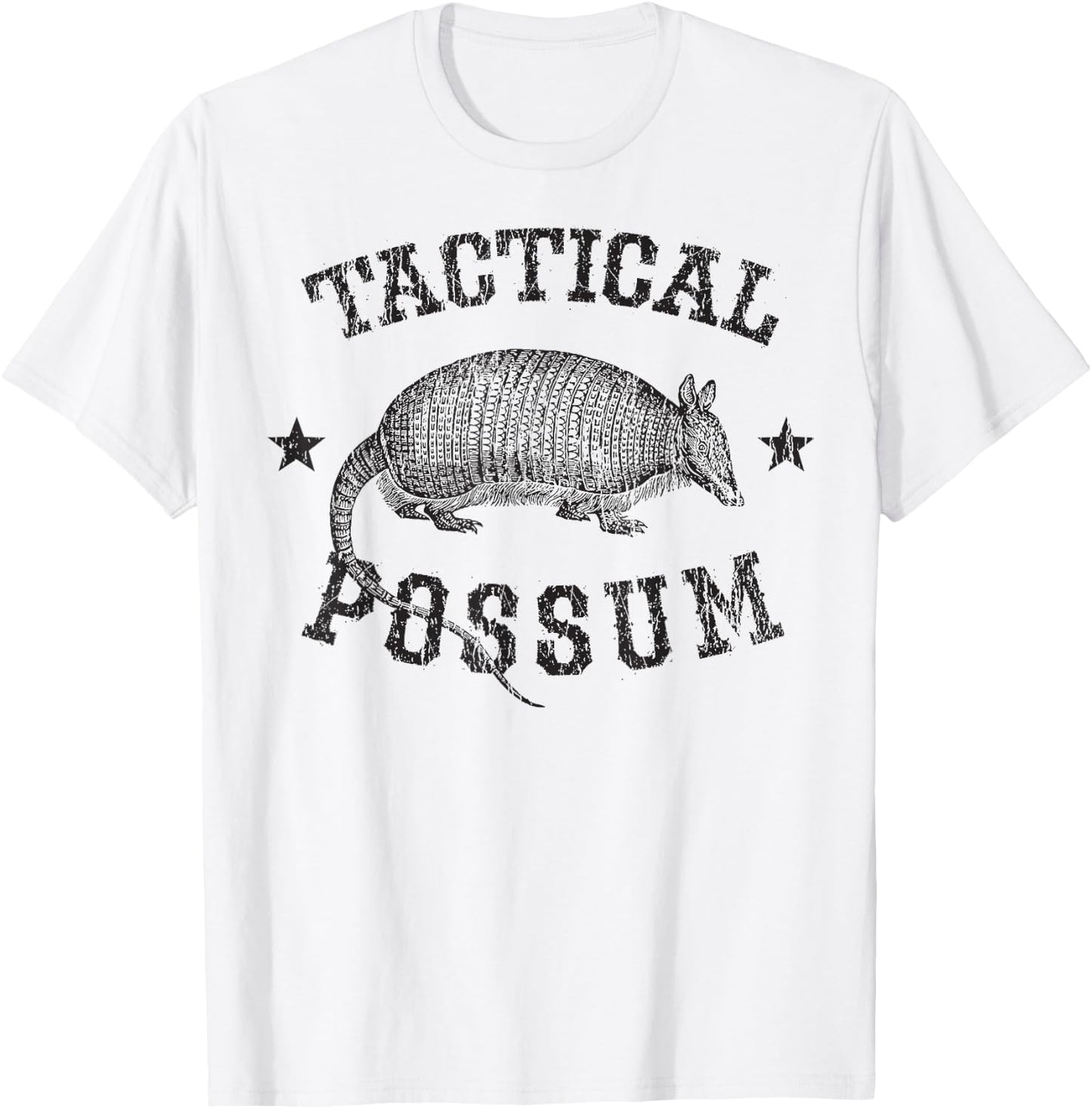 Tactical Possum Armadillo Animal Pun Texas Funny T-Shirt - T-Shirt | White