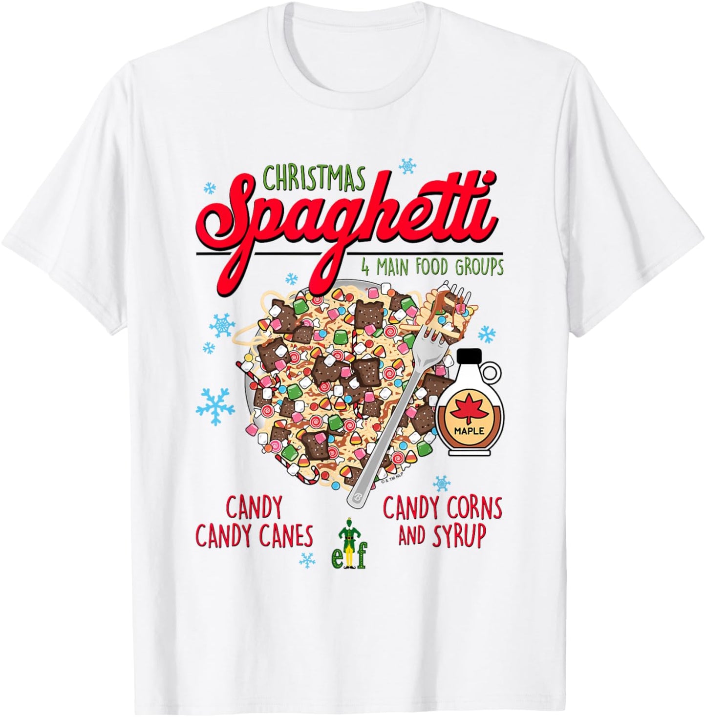 Elf Christmas Spaghetti T-Shirt - T-Shirt | White