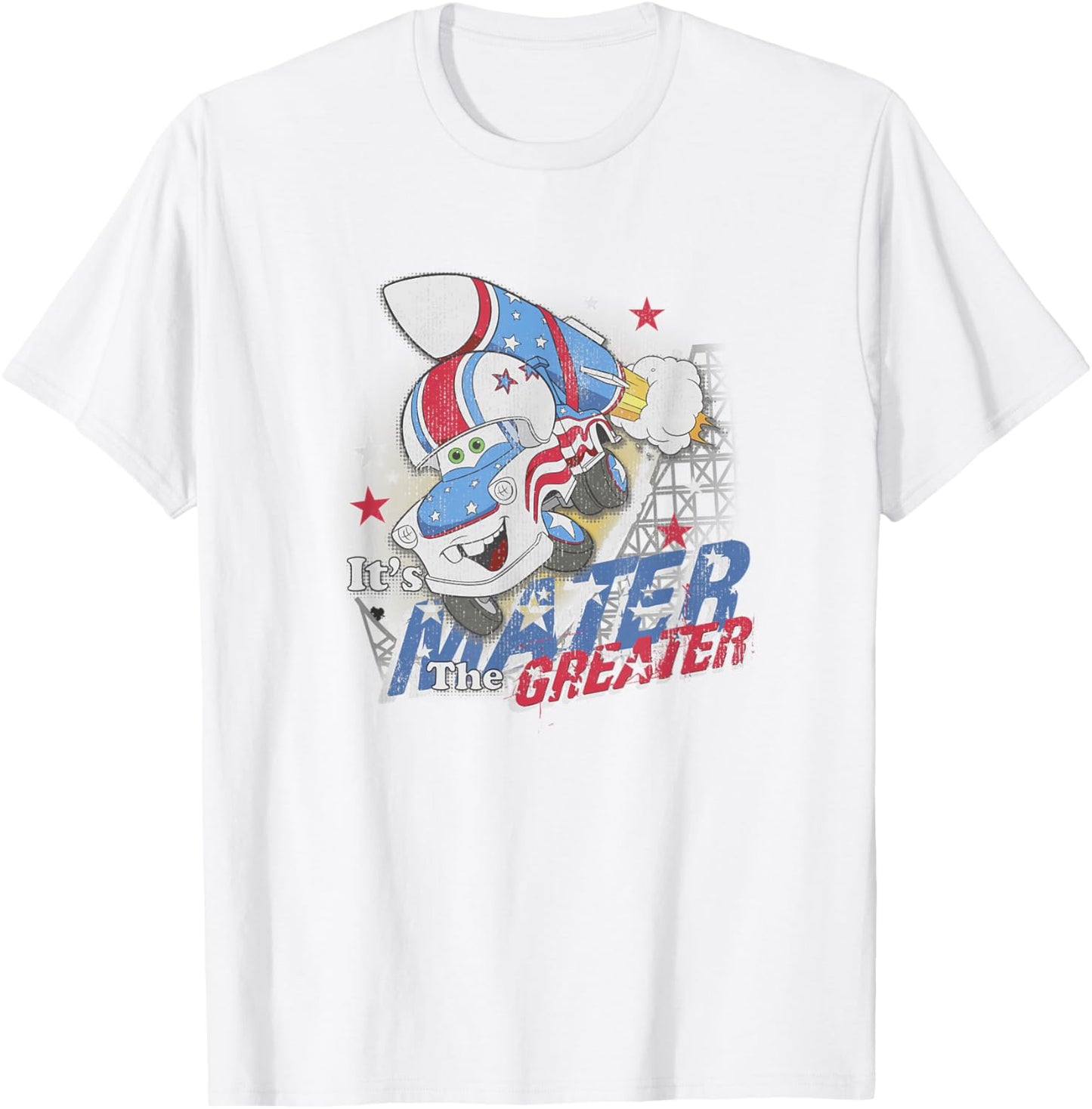 Disney Pixar Cars It's Mater The Greater Stuntman Vintage T-Shirt - T-Shirt | White