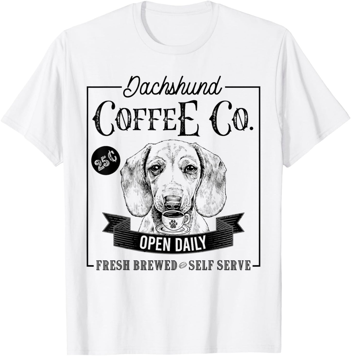 Retro Dachshund Coffee Funny Wiener Dog Mom Coffee Lover Women Kids T-Shirt - T-Shirt | White