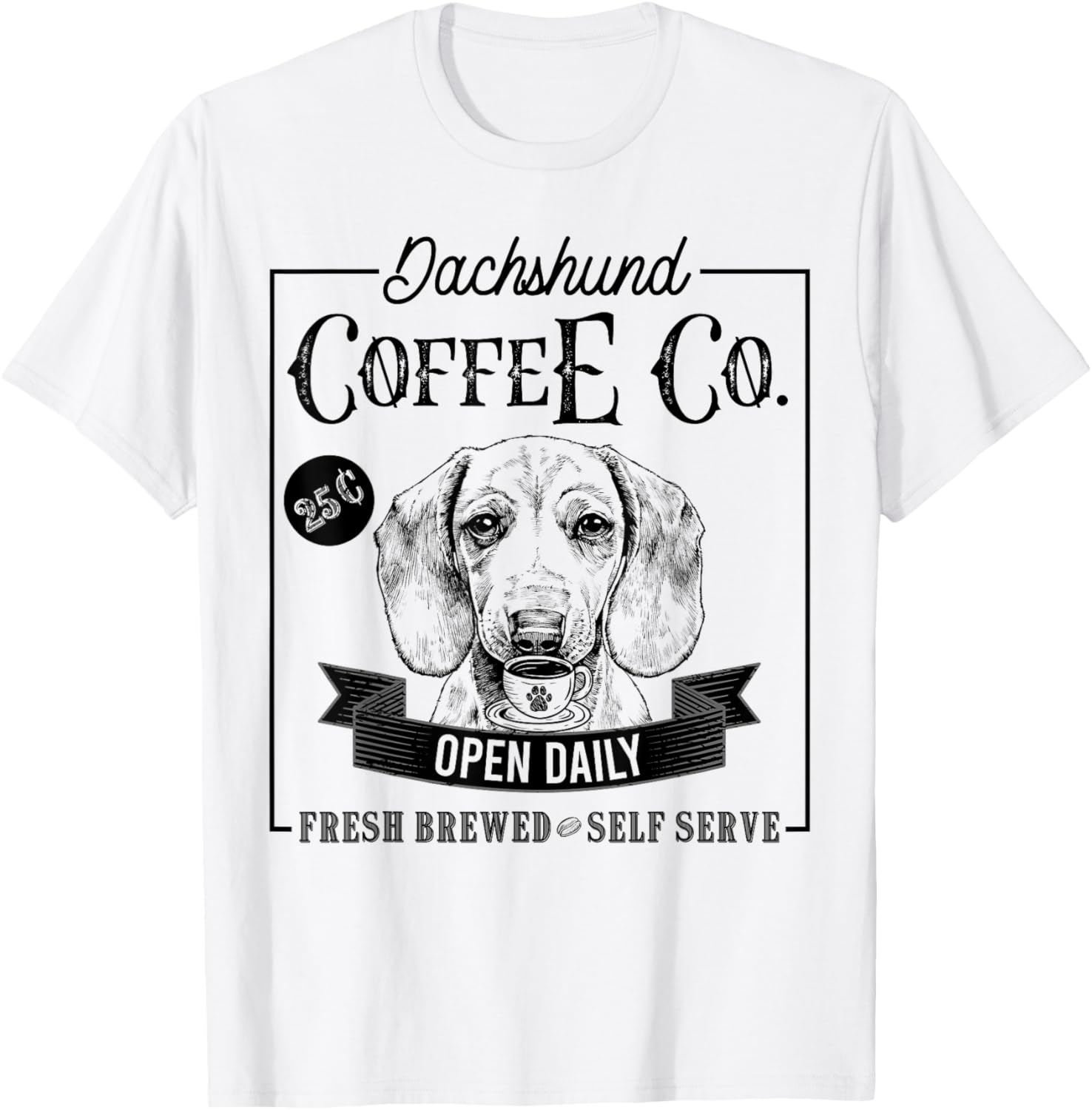 Retro Dachshund Coffee Funny Wiener Dog Mom Coffee Lover Women Kids T-Shirt - T-Shirt | White