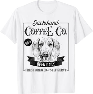 Retro Dachshund Coffee Funny Wiener Dog Mom Coffee Lover Women Kids T-Shirt - T-Shirt | White