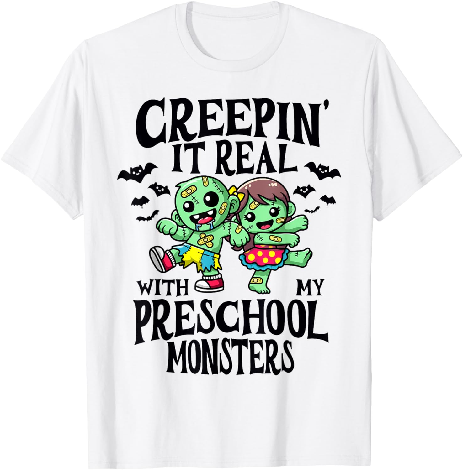 Creepin It Real Monster School Preschool Teacher Halloween T-Shirt - T-Shirt | White