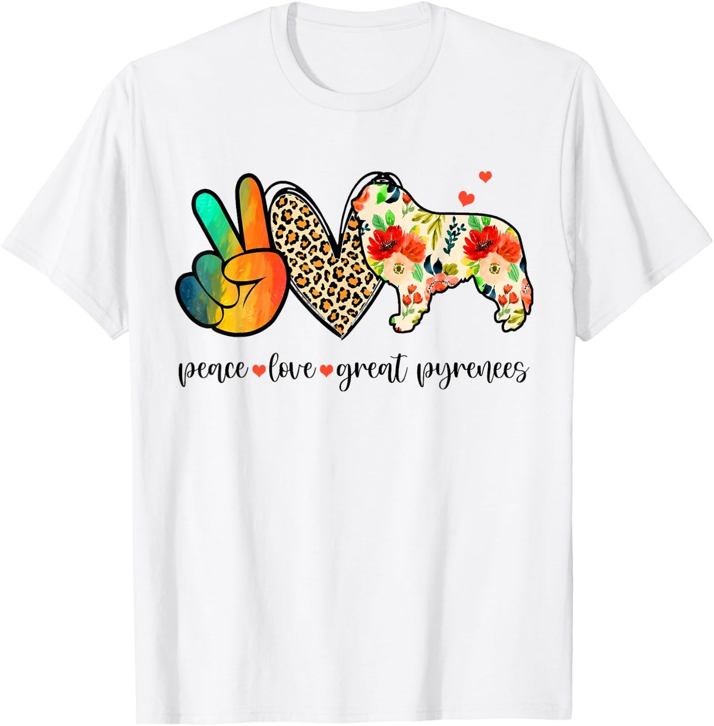 Peace Love Great Pyrenees Funny For Dog Lover T-Shirt - T-Shirt | White