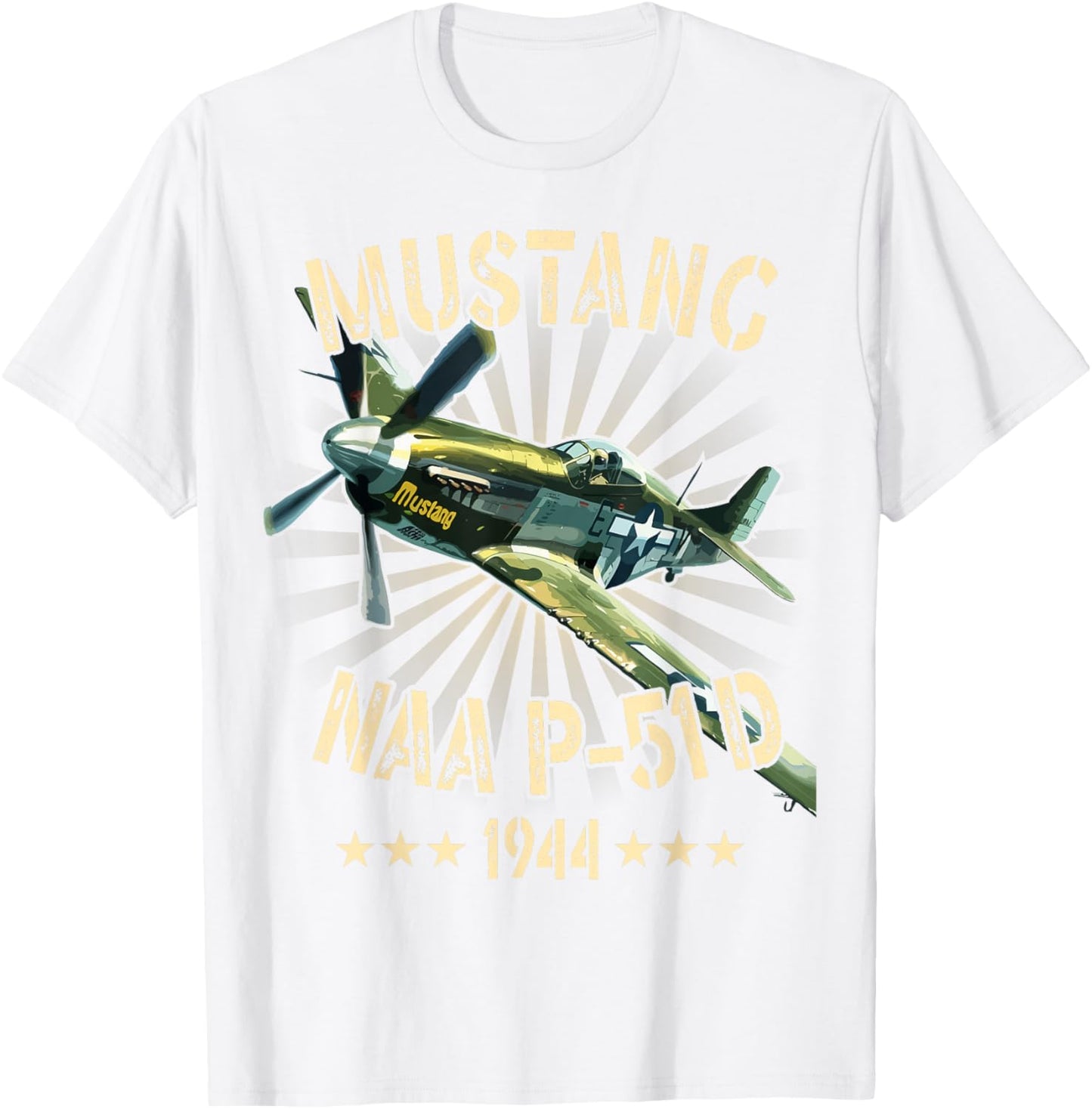 P-51D Mustang Vintage North American P-51D Fighter Warbirds T-Shirt - T-Shirt | White