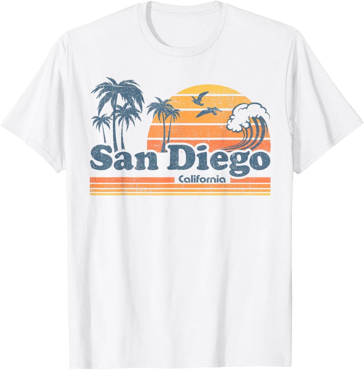 San Diego California Beach Vacation Cute Vintage Cali Retro Women Girls Kids T-Shirt - T-Shirt | White