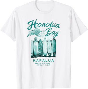 Hawaii Honolua Bay Maui Vintage Hawaiian Surfing T-Shirt - T-Shirt | White