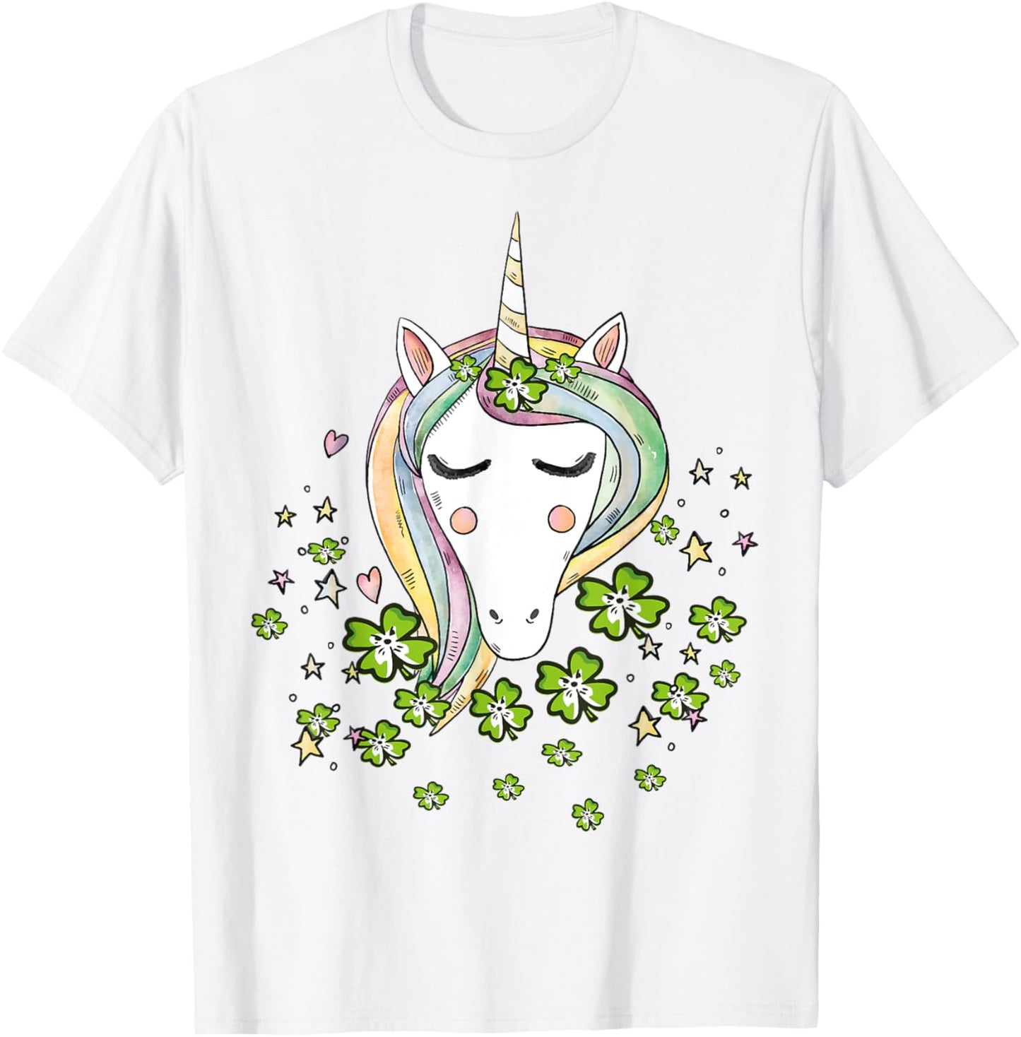 St Patricks Day Shamrock Unicorn Girls Irish Cool Green Kids T-Shirt - T-Shirt | White